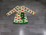 Sample GLD1781 girls Christmas snow bow long sleeve bow scalloped dress yoga