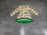 Sample GLD1781 girls Christmas snow bow long sleeve bow scalloped dress yoga