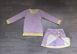 Sample GLD1799 baby girl purple plaid skirt long sleeve outfits yoga