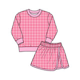 9.7 Pre-order girls plaid long sleeve skorts outfits yoga