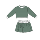 9.7 Pre-order girls stripe long sleeve skorts outfits yoga