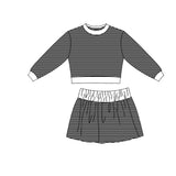 9.7 Pre-order girls stripe long sleeve skorts outfits yoga