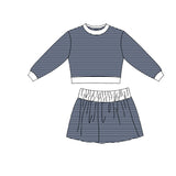 9.7 Pre-order girls stripe long sleeve skorts outfits yoga