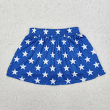GLK0051 Girls July Fourth star bow blue Skirt