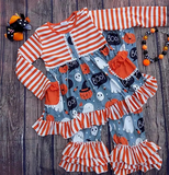 5.5 Girls Halloween ghost stripe outfits