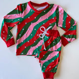 Christmas stripe boys and girls pajamas