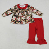 Matching Christmas Santa leopard kids clothing