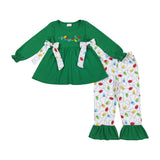 Matching Baby girls Christmas long sleeve bow outfits