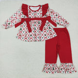Matching Baby girls Christmas long sleeve bow outfits