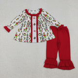 Matching Baby girls Christmas long sleeve bow outfits