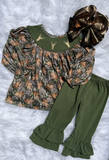 Sample GLP2908 baby girls leaves deer green outfits embroidery