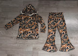 Sample Baby Girls camo ruffle hooded long sleeves pants outfits
