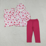 GLP3120  baby girls Valentine's  lip rose long sleeves hooded outfits