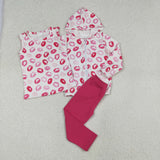 GLP3120  baby girls Valentine's  lip rose long sleeves hooded outfits