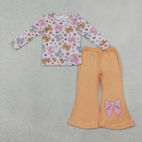 GLP3536 RTS baby girl clothes bows print toddler girl Halloween outfit