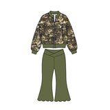 Preorder MOQ 5 pcs Each Color Hunting Camo Yoga Girls Coat Scallop Edge Pants Set-2026.8.20