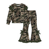 9.16  Pre-order girls ruffle long sleeve bow bell pants outfits