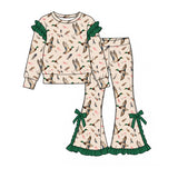 9.16  Pre-order girls ruffle long sleeve bow bell pants outfits