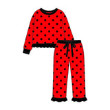 9.16 Pre-order girls dots ruffle long sleeve bell pants outfits