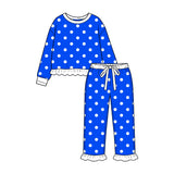 9.16 Pre-order girls dots ruffle long sleeve bell pants outfits