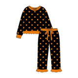 9.16 Pre-order girls dots ruffle long sleeve bell pants outfits