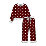9.16 Pre-order girls dots ruffle long sleeve bell pants outfits
