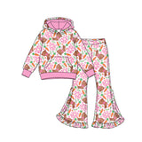 9.25 Pre-order girls ruffle long sleeves bow pants outfits