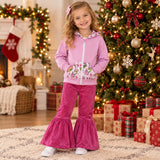 Matching Christmas Kids girls long sleeves coat+velvet long pants