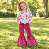 Matching Christmas Kids girls long sleeves coat+velvet long pants