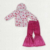 Matching Christmas Kids girls long sleeves coat+velvet long pants
