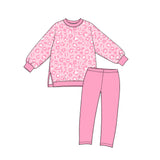 10.14 Pre-order girls LEOPARD long sleeve SOLID pant outfits yoga