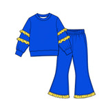 10.15 Pre-order girls ruffle  long sleeve bell pants outfits COTTON