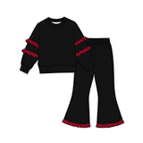 10.15 Pre-order girls ruffle  long sleeve bell pants outfits COTTON
