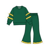 10.15 Pre-order girls ruffle  long sleeve bell pants outfits COTTON