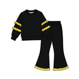 10.15 Pre-order girls ruffle  long sleeve bell pants outfits COTTON
