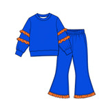 10.15 Pre-order girls ruffle  long sleeve bell pants outfits COTTON
