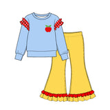 10.21 Pre-order girls ruffle  long sleeve bell pants outfits COTTON