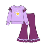 10.22 Pre-order girls princess ruffle  long sleeve bell pants outfits COTTON