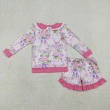 GLS0082 girls doll girls long sleeve shorts outfits