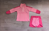 Pre-order GLS0106 Girls stripe rose zipper long sleeve shorts Outfits yoga