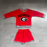 Pre-order GLS0168 girls GEO red long sleeve shorts outfits vinyl