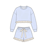 9.10 Pre-order girls solid long sleeve shorts outfits cotton