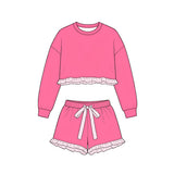 9.10 Pre-order girls solid long sleeve shorts outfits cotton
