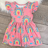 summer rainbow pink girls dress