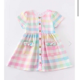5.5 summer Color lattice girls dress