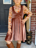 Brown velvet one-piece dress