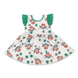 Matching Baby girls green cow dress outfits
