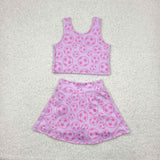 GSD1468 baby girls sleeveless pink FOOTBALL skirt outfits Yoga
