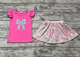 GSD1688 baby Girls rose flying sleeve embroidered bow Dress
