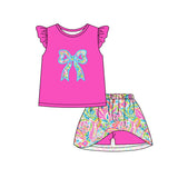 GSD1688 baby Girls rose flying sleeve embroidered bow Dress